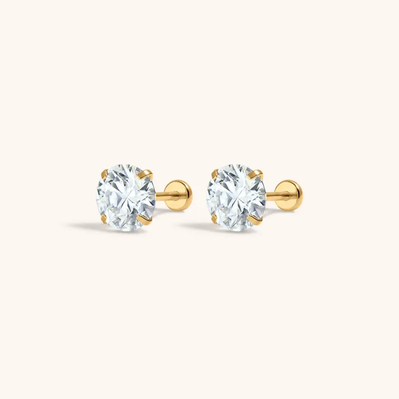 Sample Item: Celestial Crystal Solitaire Nap Earrings, 6mm made by Maison Miru