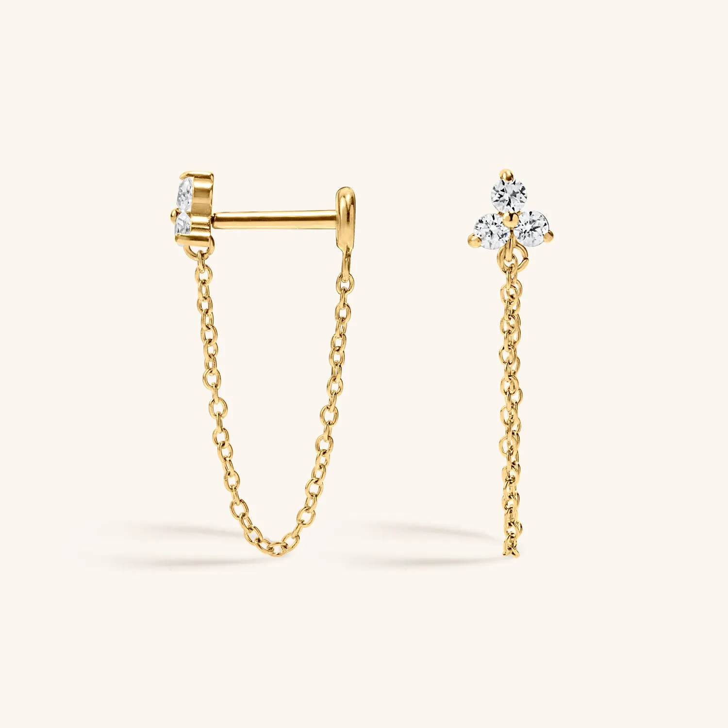 Sample Item: Crystal Trinity Chain Nap Earrings sold by Maison Miru product image thumbnail 4