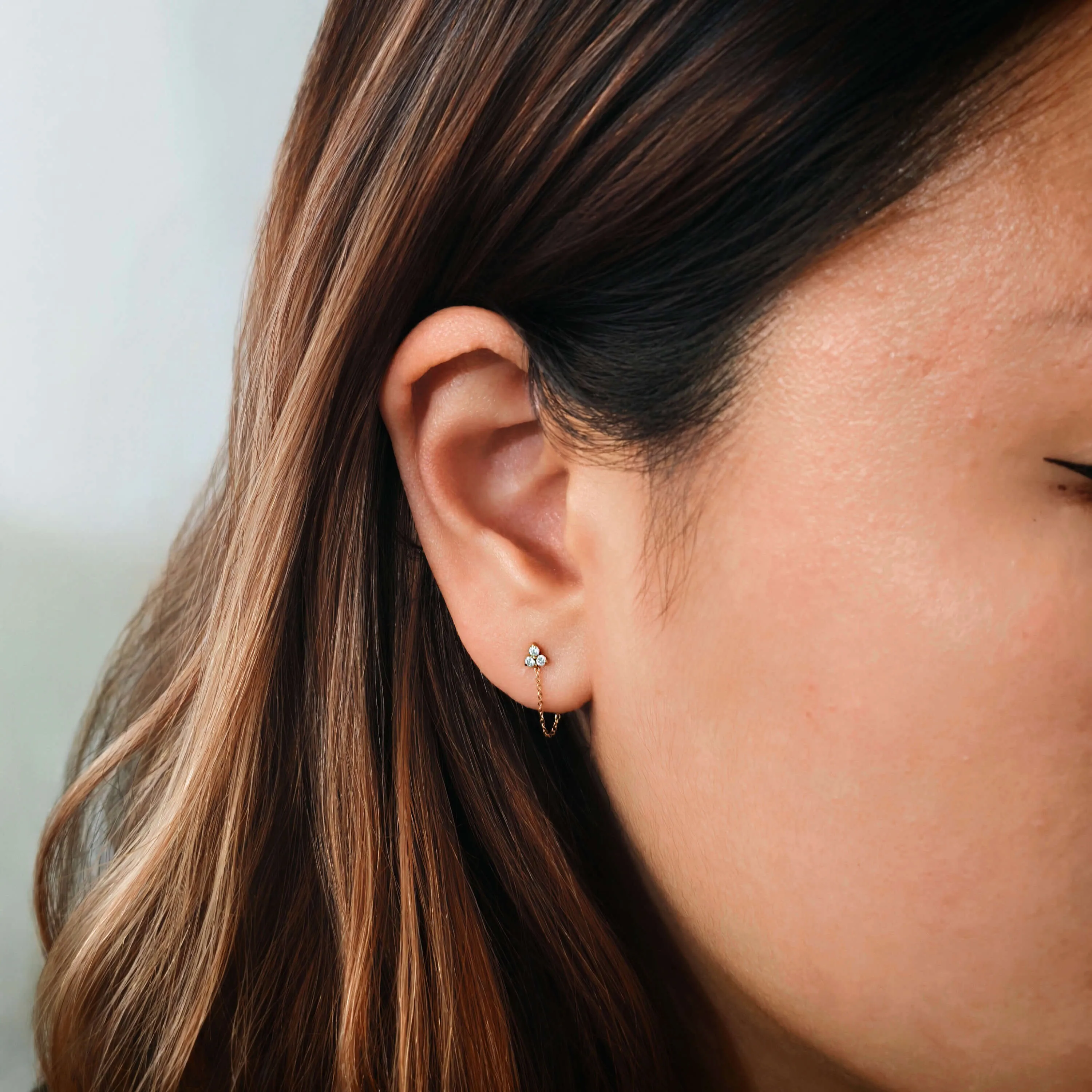 Sample Item: Crystal Trinity Chain Nap Earrings sold by Maison Miru product image thumbnail 3