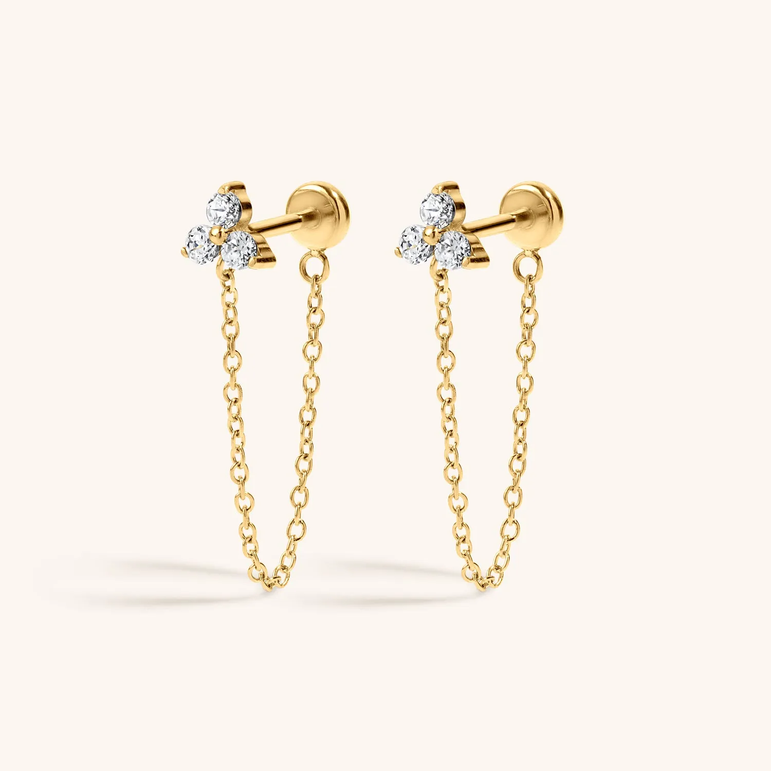 Sample Item: Crystal Trinity Chain Nap Earrings sold by Maison Miru