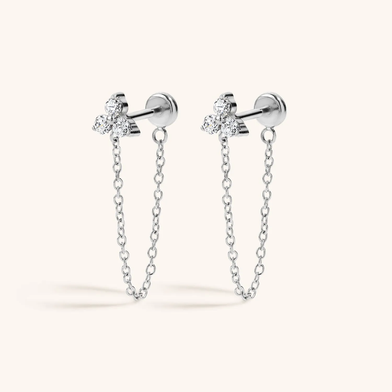 Sample Item: Crystal Trinity Chain Nap Earrings sold by Maison Miru product image thumbnail 5