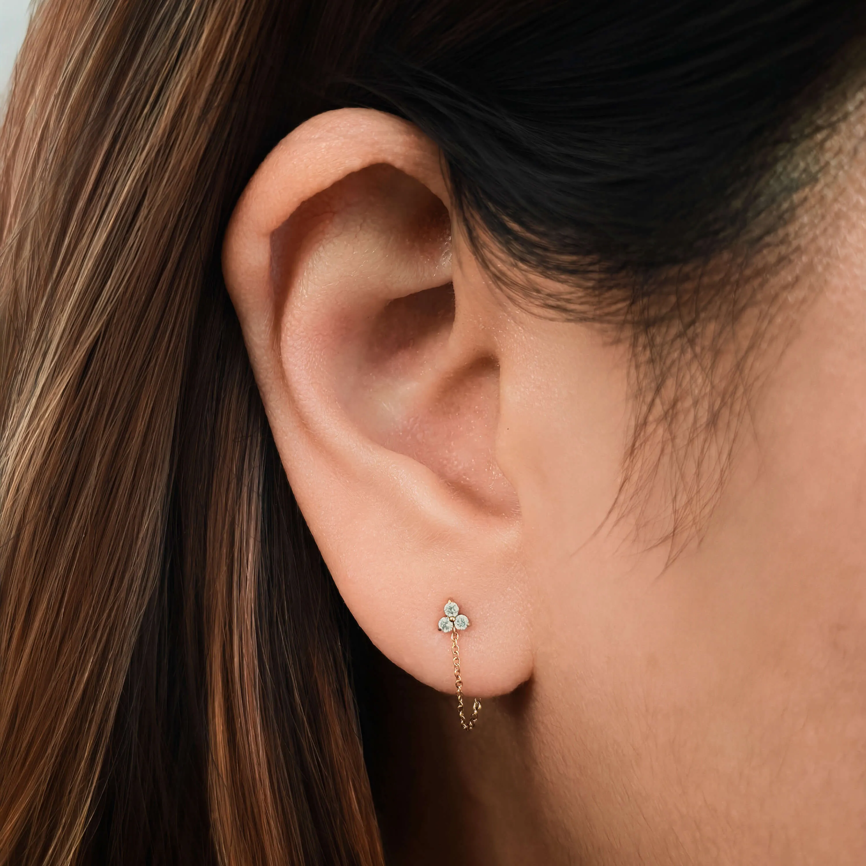 Sample Item: Crystal Trinity Chain Nap Earrings sold by Maison Miru product image thumbnail 2
