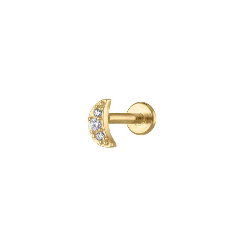 Sample Item: Pave Moon Threaded Flat Back Earring sold by Maison Miru