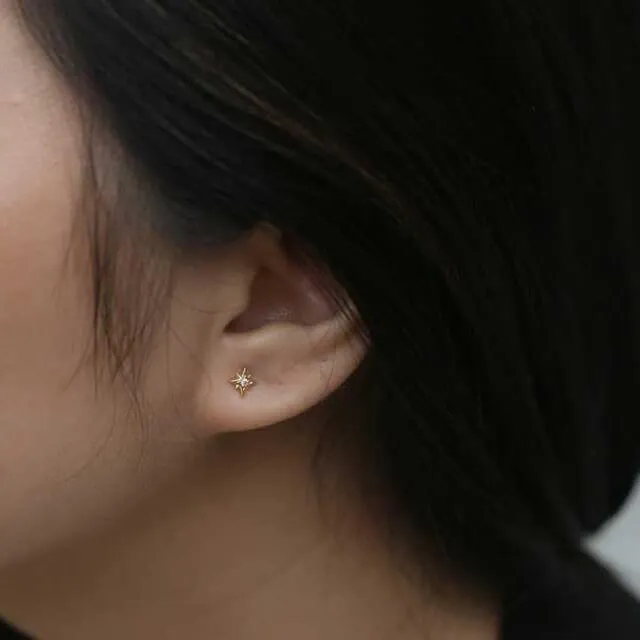 Sample Item: North Star Threaded Flat Back Earring sold by Maison Miru product image thumbnail 4