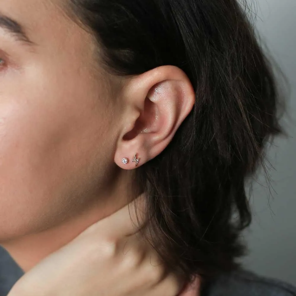 Sample Item: Pave Lightning Threaded Flat Back Earring sold by Maison Miru product image thumbnail 5