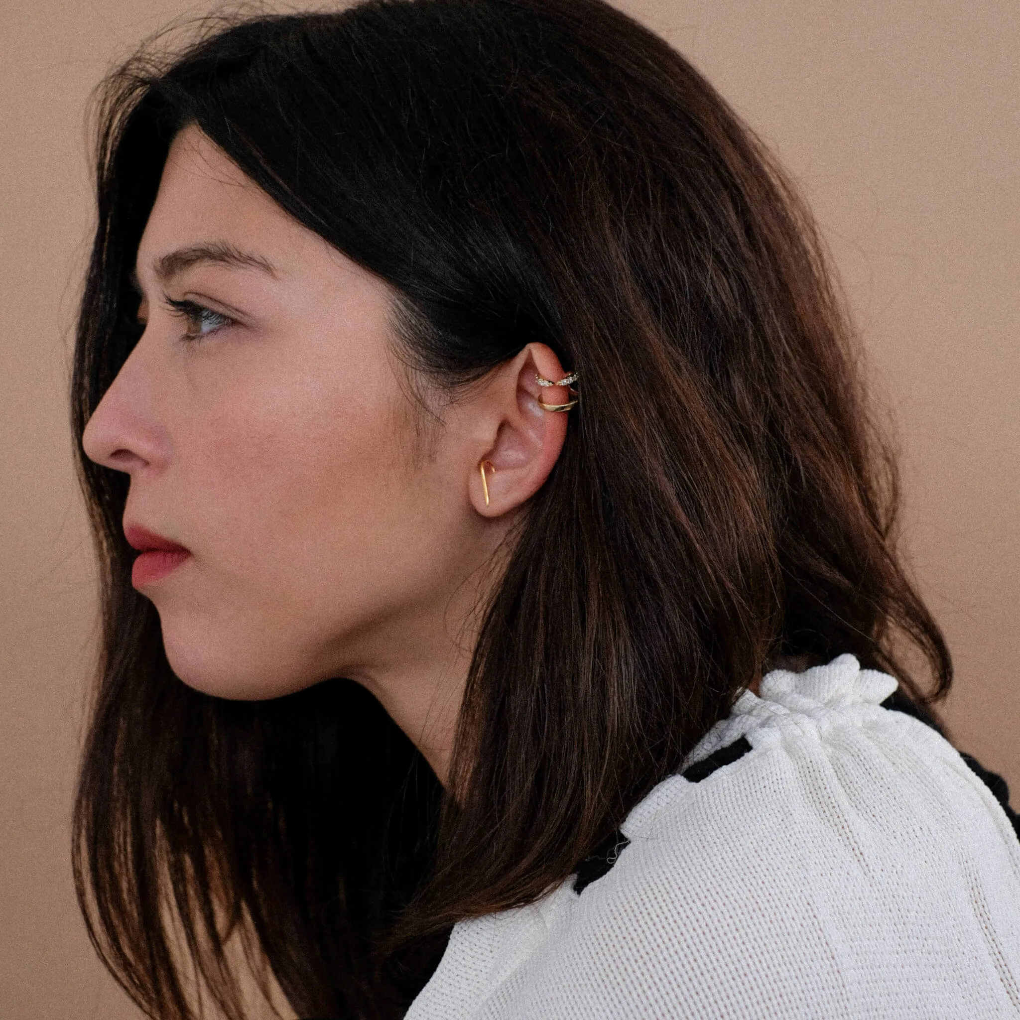 Sample Item: Classic Hook Earrings in Sterling Silver sold by Maison Miru product image thumbnail 3