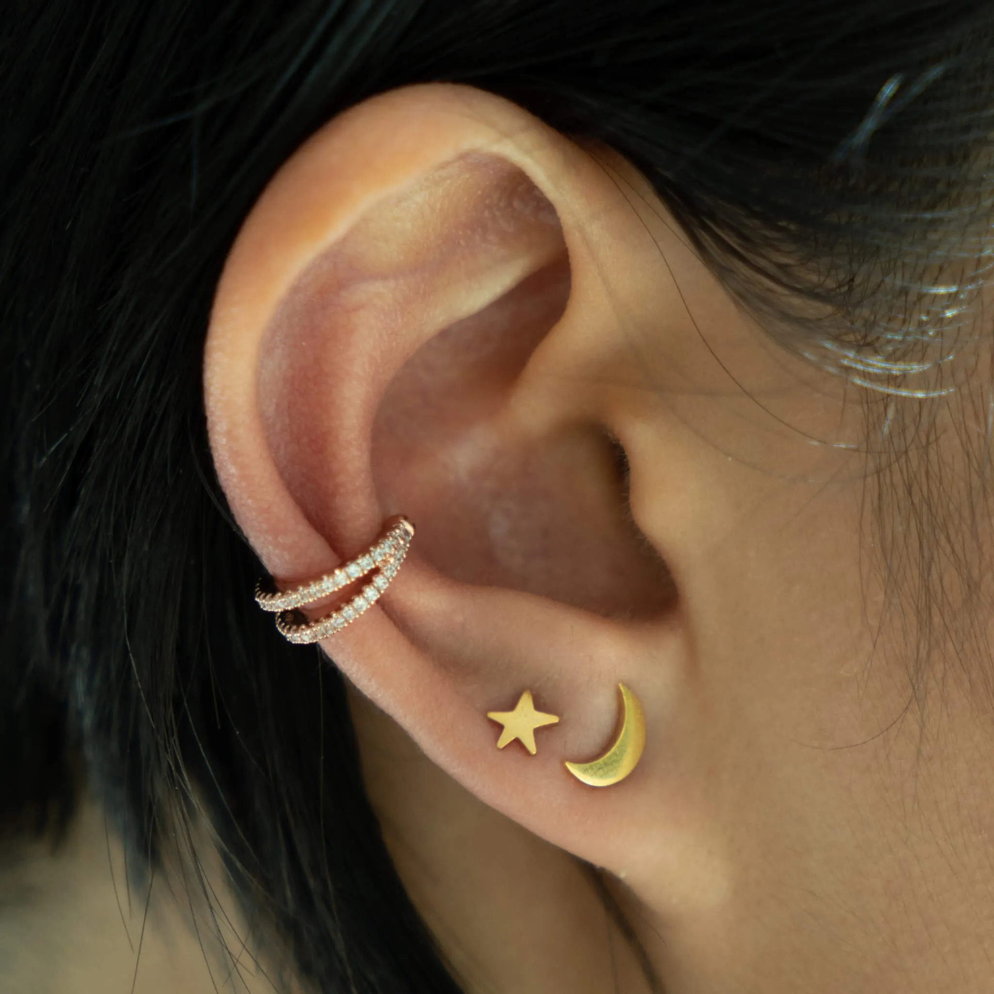 Classic Moon Push Pin Flat Back Earring sold by Maison Miru product image thumbnail 2