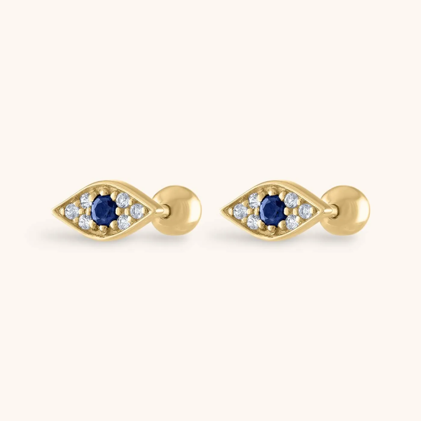 Evil Eye Ball Back Earrings in 14k Gold sold by Maison Miru