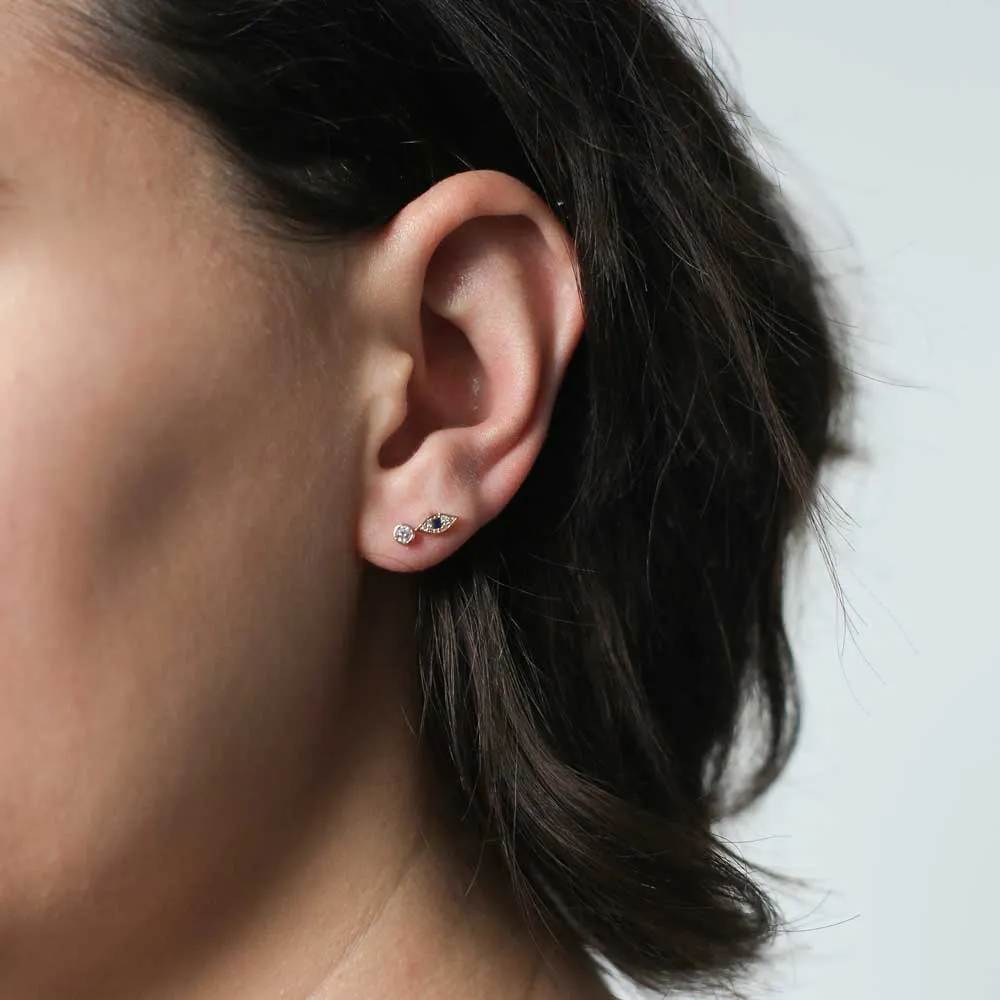 Evil Eye Ball Back Earrings in 14k Gold sold by Maison Miru product image thumbnail 3