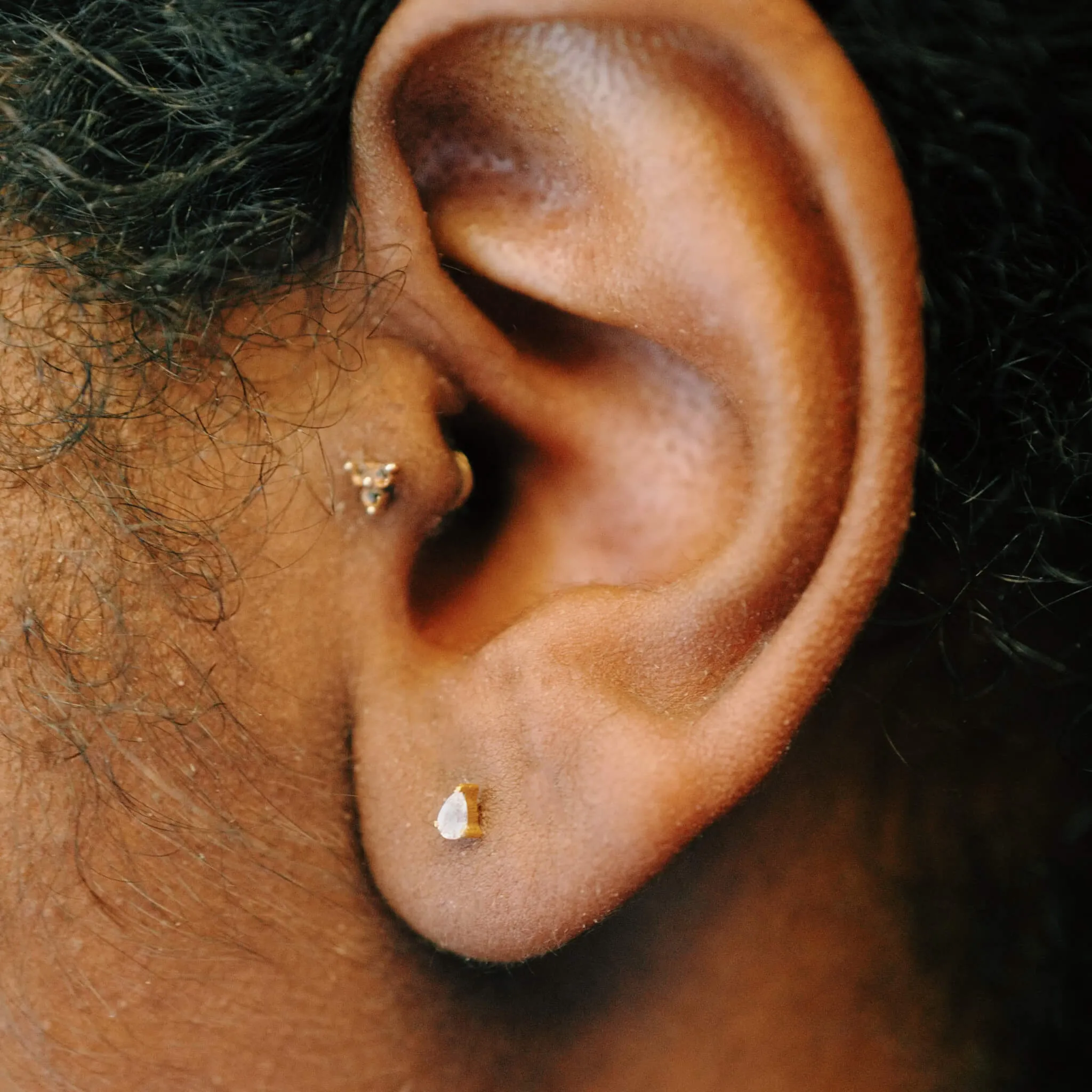 Sample Item: Celestial Dewdrop Push Pin Flat Back Earring sold by Maison Miru product image thumbnail 2