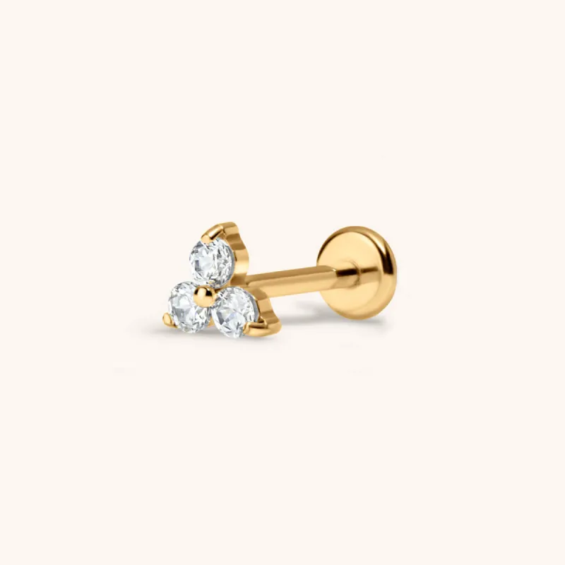 Mini Crystal Trinity Push Pin Flat Back Earring sold by Maison Miru