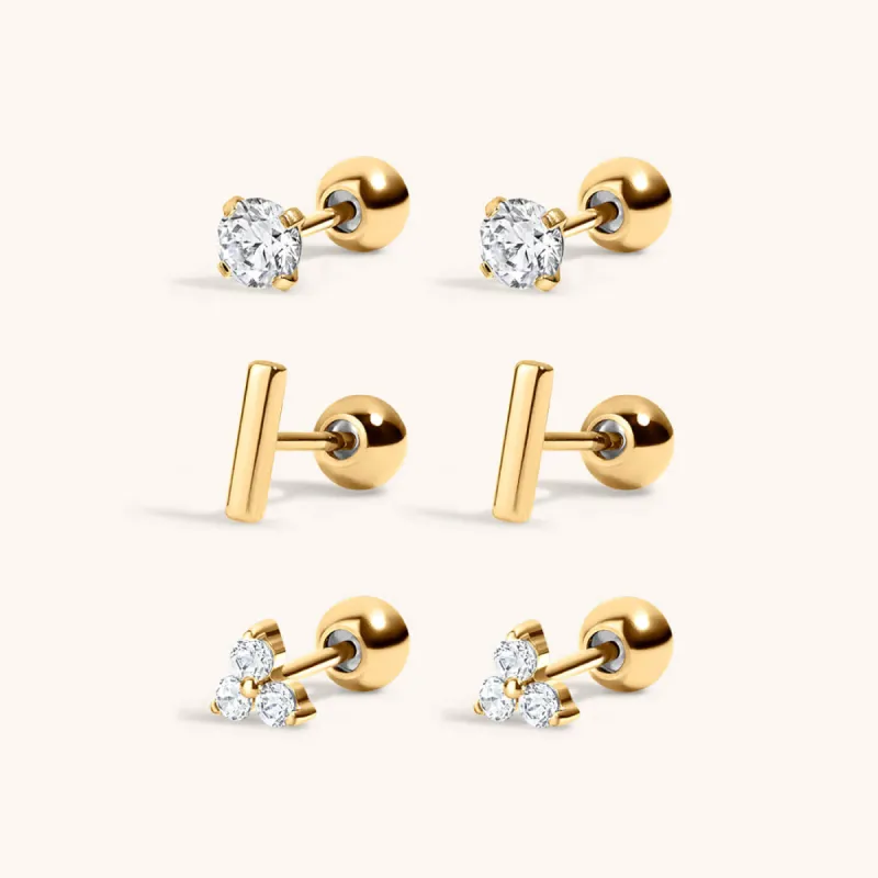Everyday Earrings Trio in Titanium sold by Maison Miru