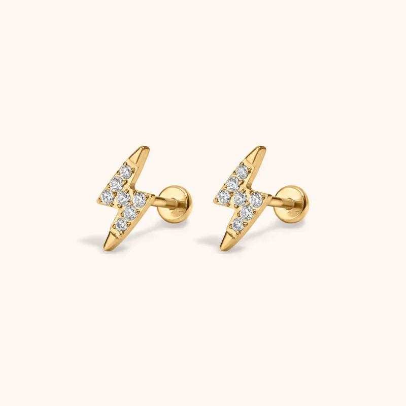 Pave Lightning Nap Earrings sold by Maison Miru