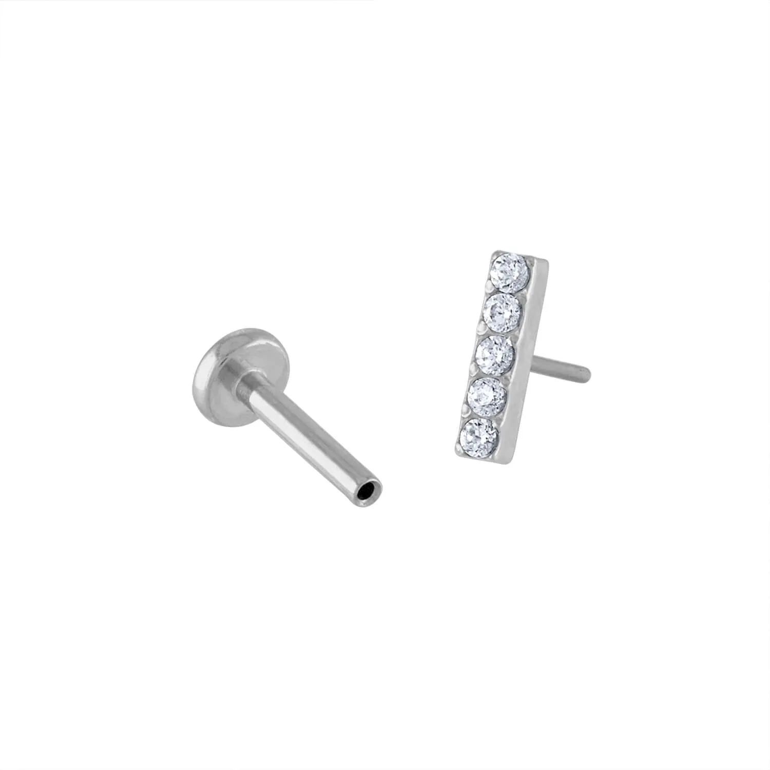 Sample Item: Pave Bar Push Pin Flat Back Earring sold by Maison Miru product image thumbnail 3