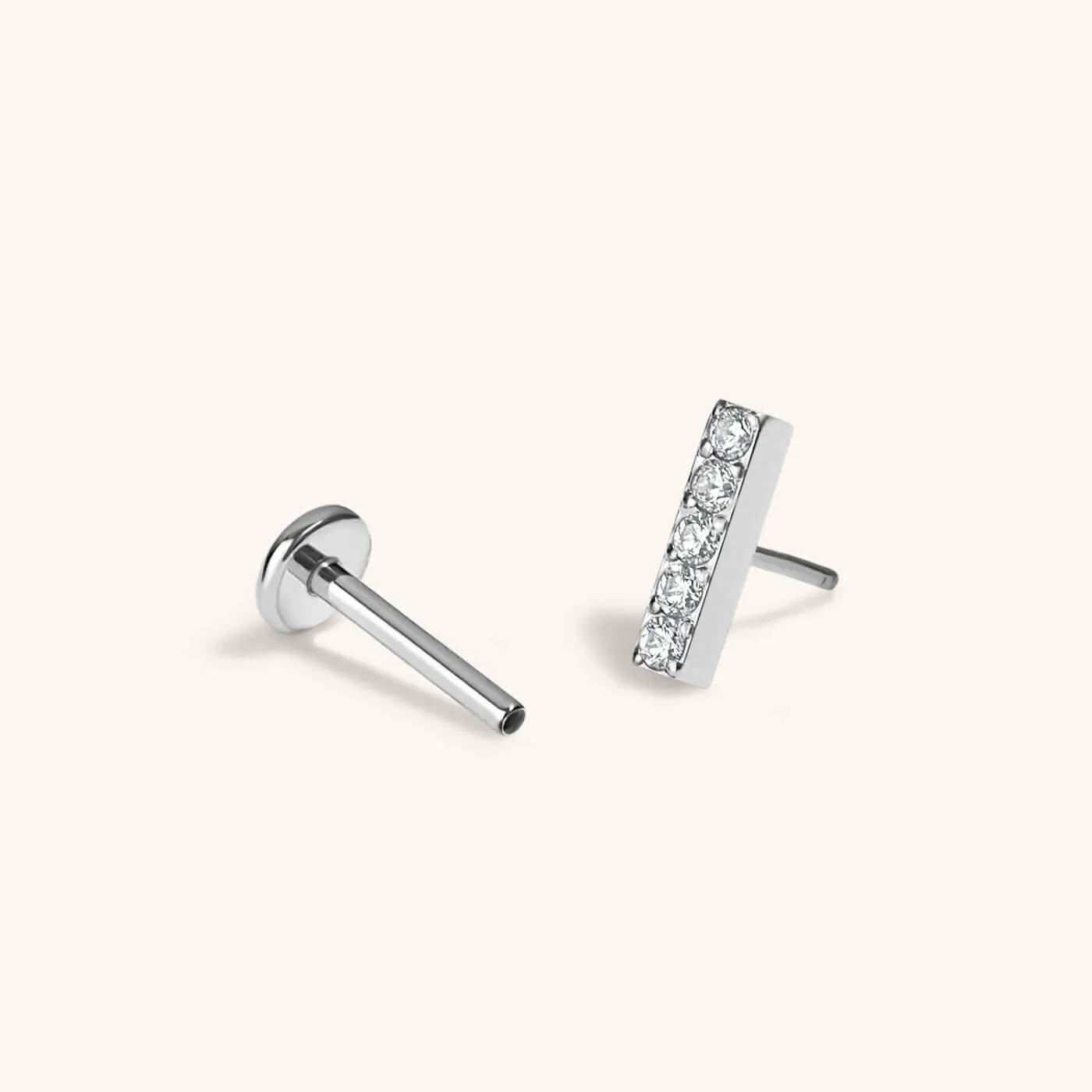 Pave Bar Push Pin Flat Back Earring sold by Maison Miru product image thumbnail 5