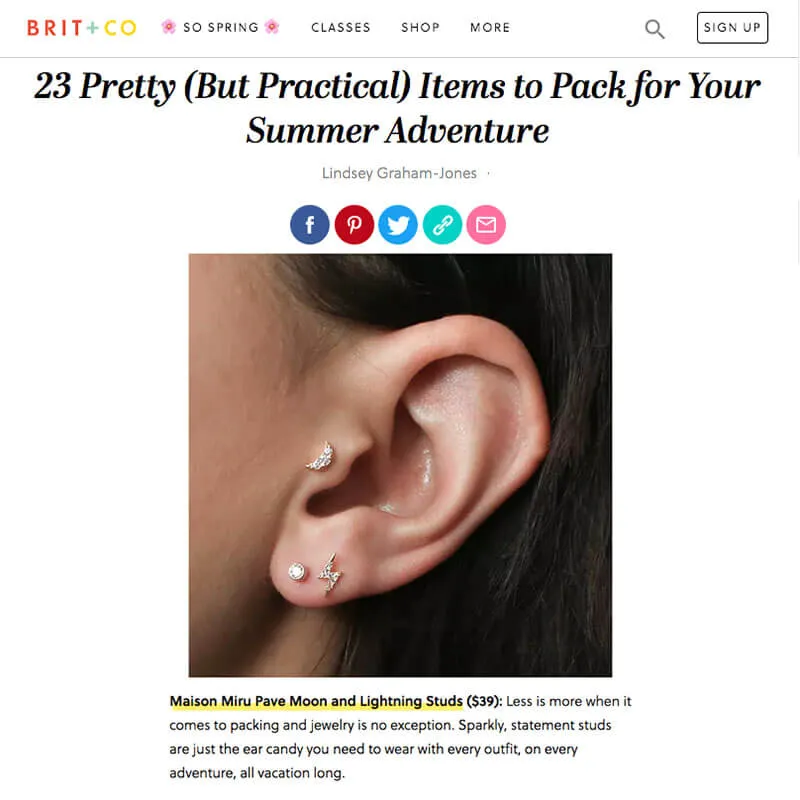 Sample Item: Pave Moon and Lightning Studs in Sterling Silver sold by Maison Miru product image thumbnail 4