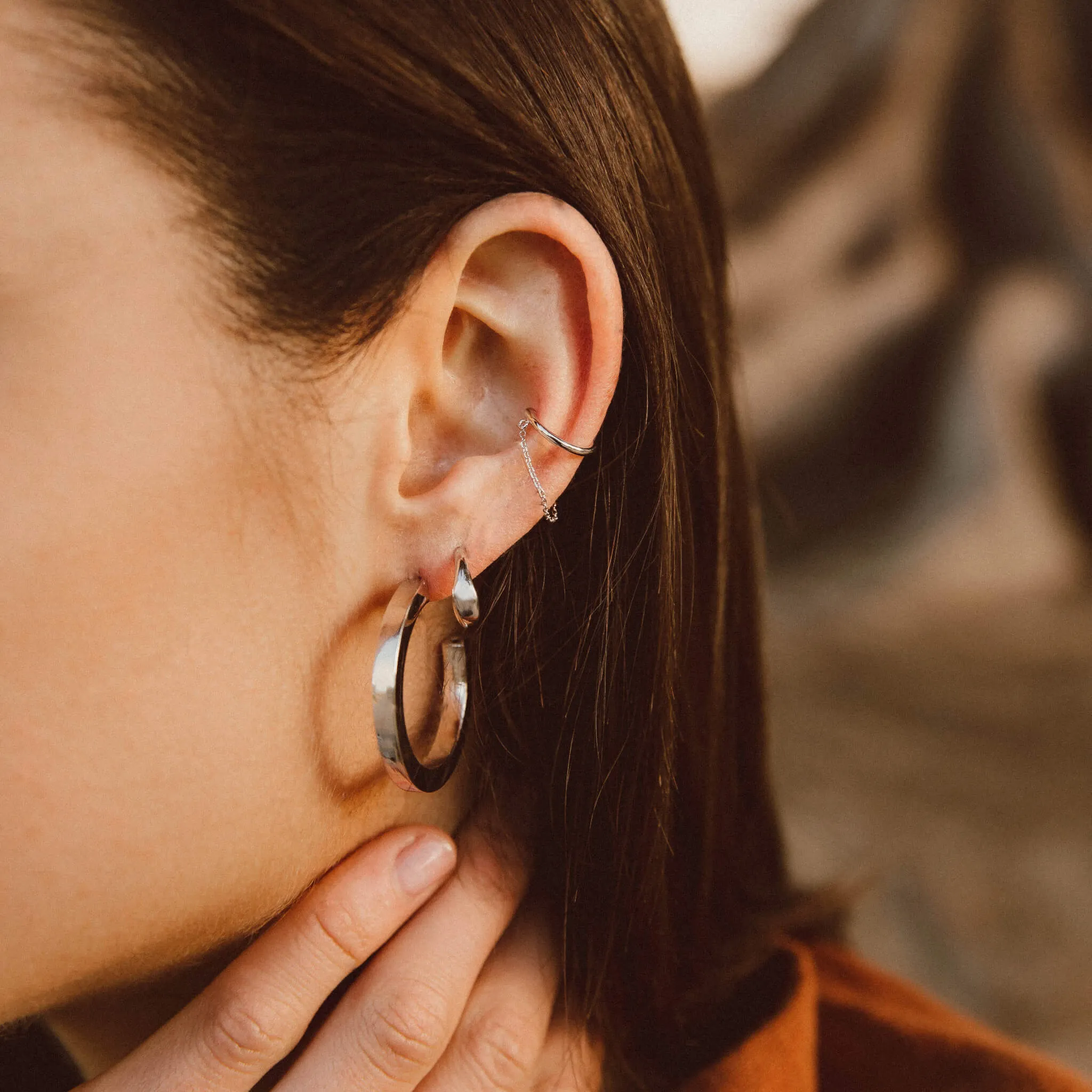 Sample Item: Arc Chain Ear Cuff in Sterling Silver sold by Maison Miru product image thumbnail 3