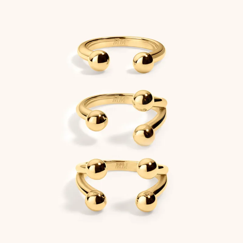 Floating Sphere Stacking Ring Trio sold by Maison Miru