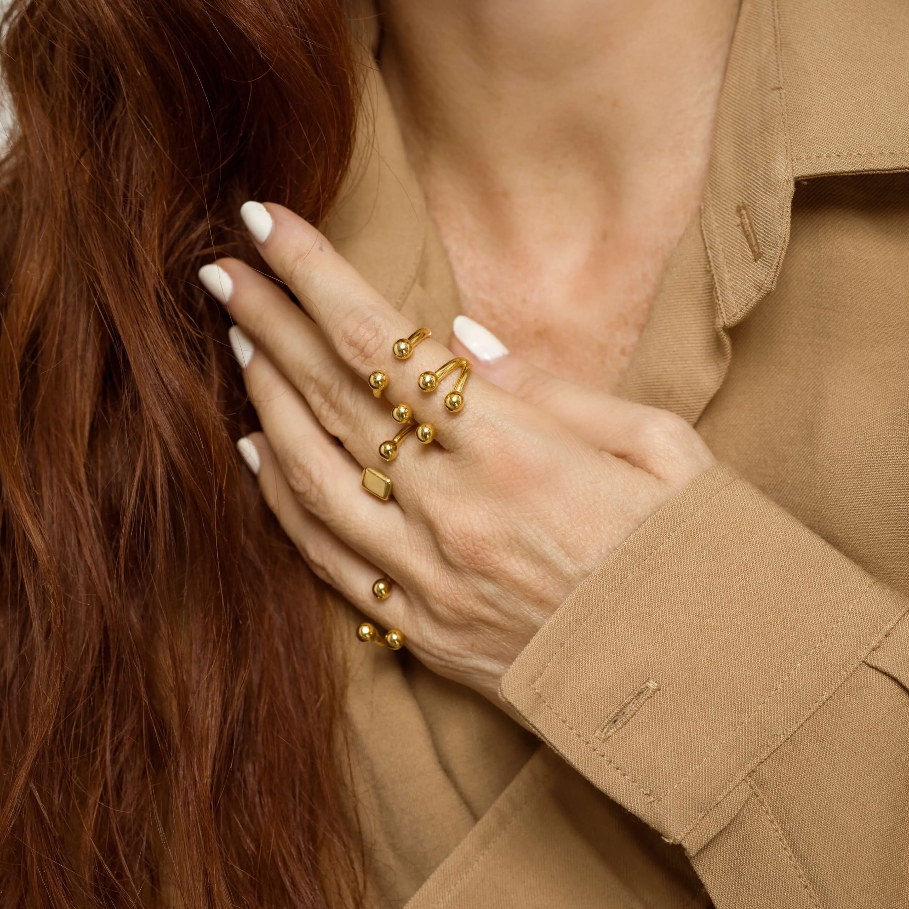 Floating Sphere Stacking Ring Trio sold by Maison Miru product image thumbnail 2