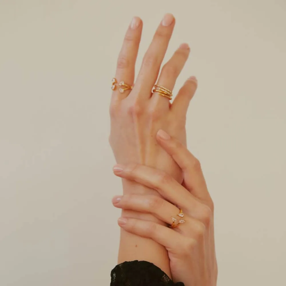 Floating Dewdrop Stacking Ring Trio sold by Maison Miru product image thumbnail 4