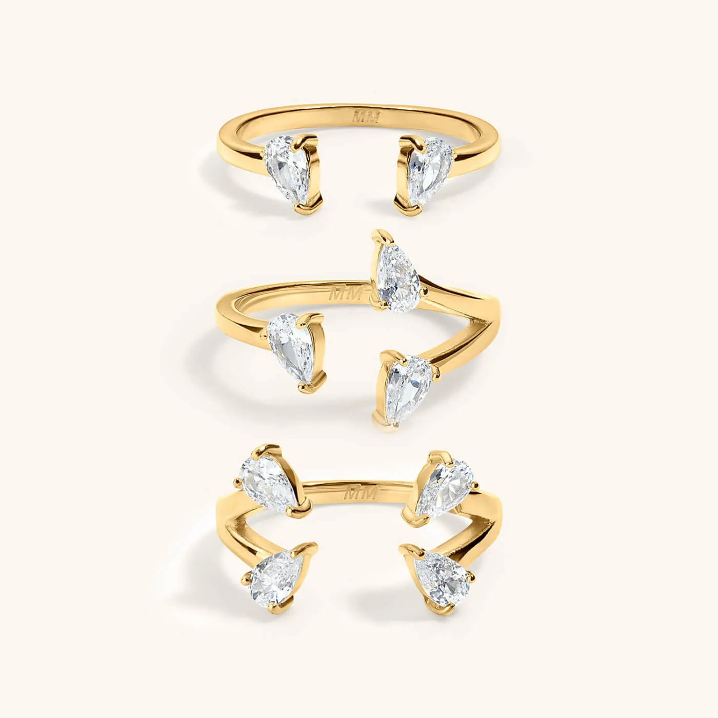 Floating Dewdrop Stacking Ring Trio sold by Maison Miru