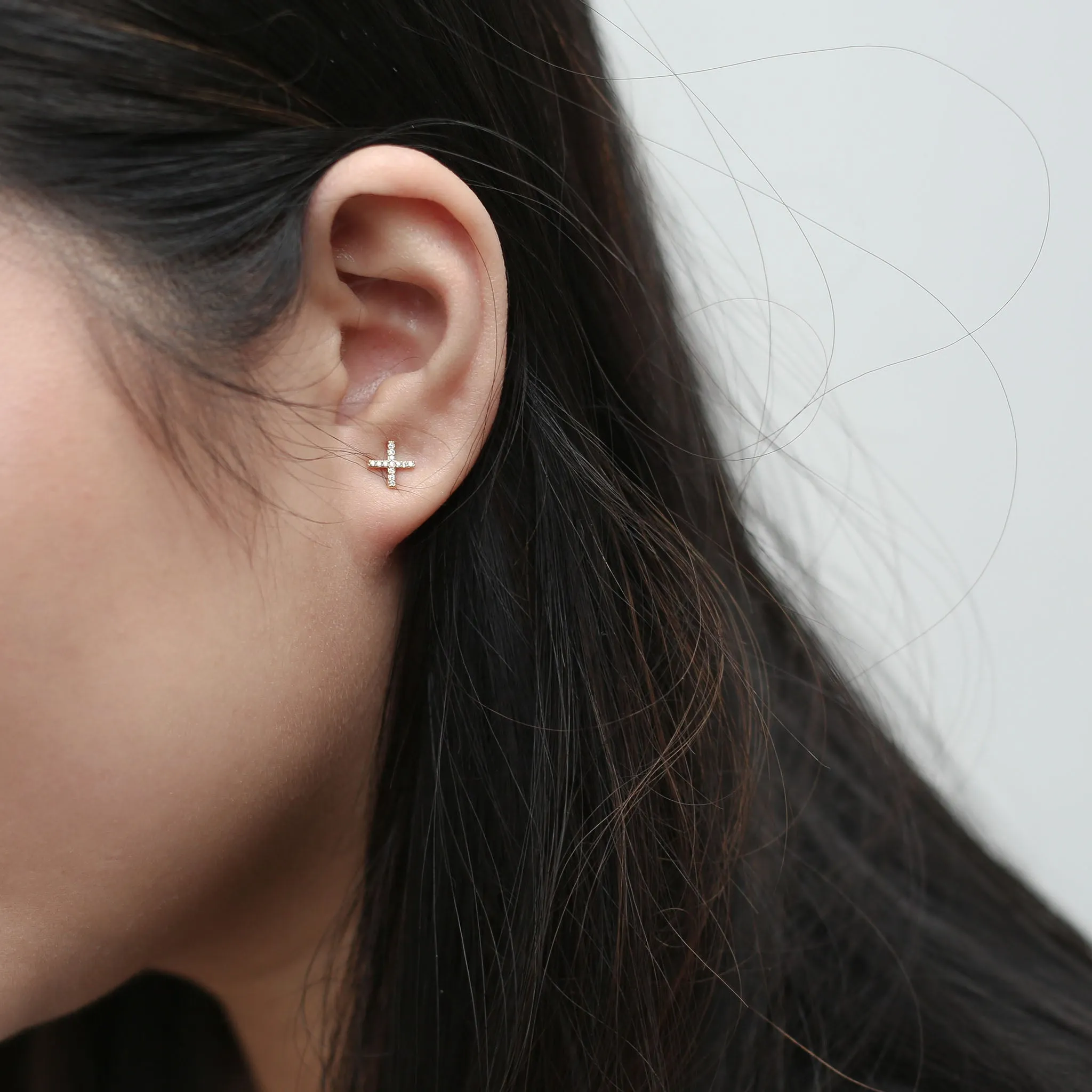 Sample Item: Pave X Studs in Sterling Silver sold by Maison Miru product image thumbnail 2