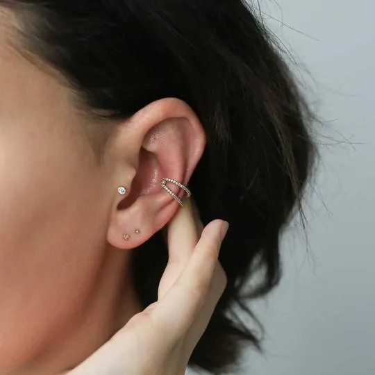 Sample Item: Tiny Trinity Push Pin Flat Back Earring sold by Maison Miru product image thumbnail 4