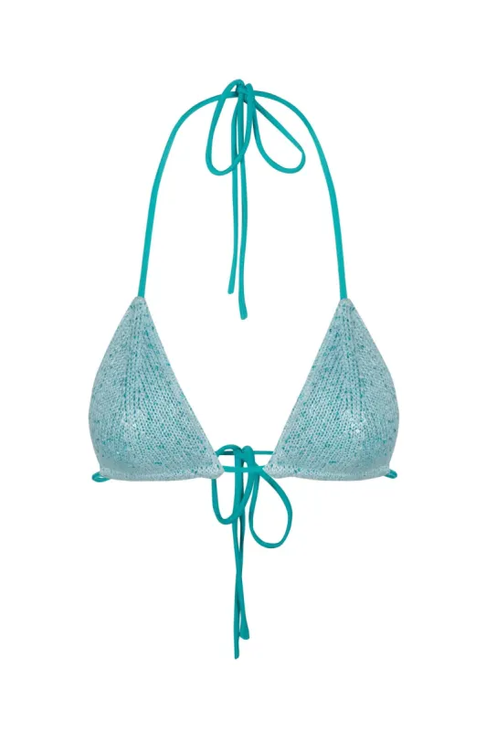 Lio Bikini Top- Aqua Sequin sold by Asta Resort