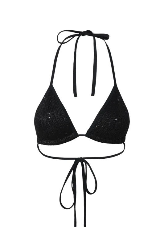 Lio Bikini Top - Black Sequin sold by Asta Resort