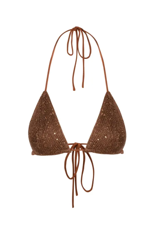 Lio Bikini Top - Cocoa Sequin sold by Asta Resort