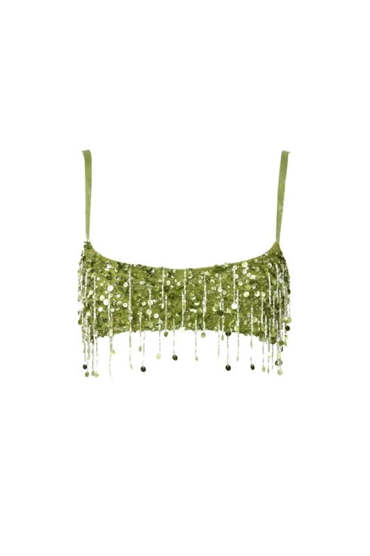 Yasmin Hand Beaded Bralette - Chartreuse sold by Asta Resort