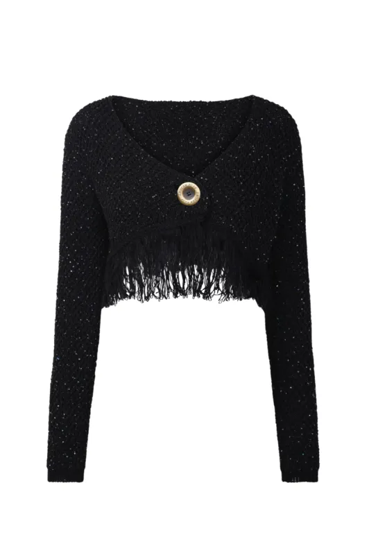 Grace Sequined Cardigan - Black sold by Asta Resort