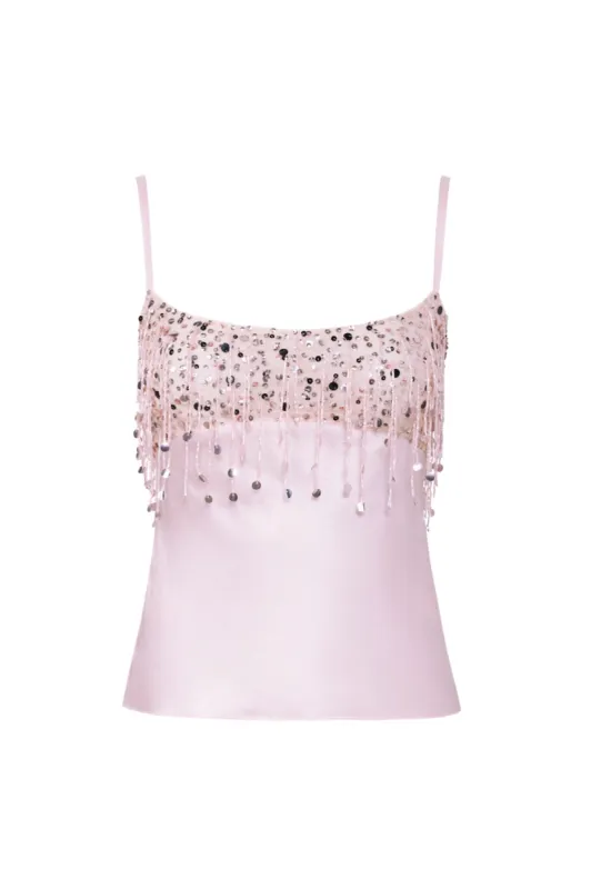 Yasmin Hand Beaded Tank - Blush Pink sold by Asta Resort
