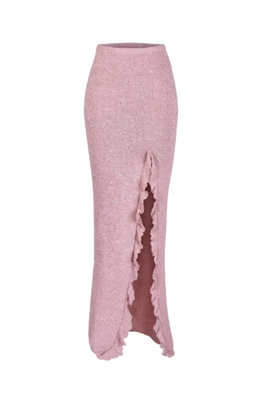 Michaela Split Skirt - Blush Sequin sold by Asta Resort