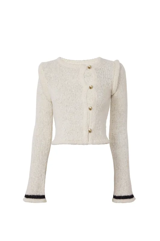 Camilla Cardigan in Merino Alpaca - Ivory sold by Asta Resort