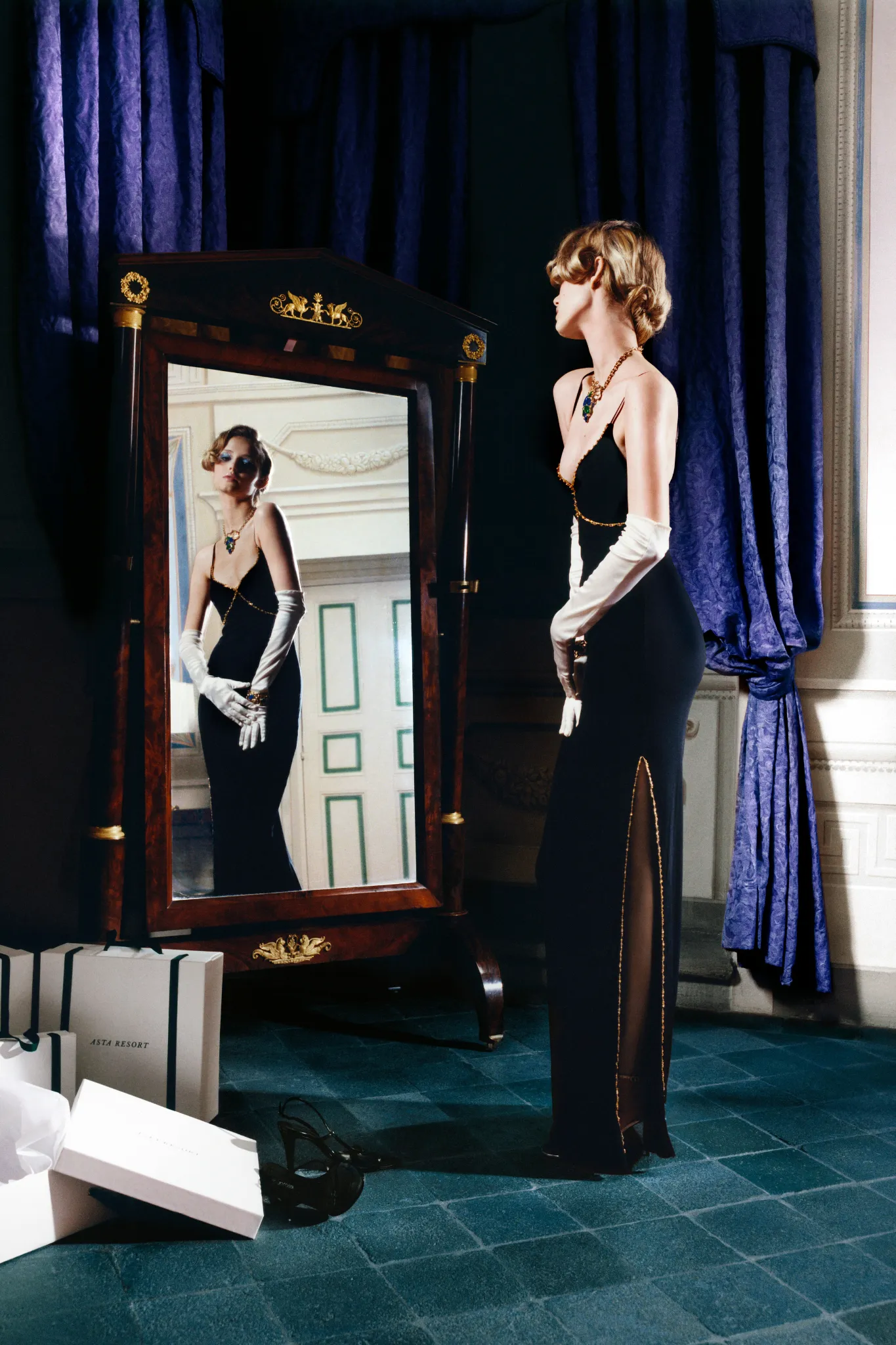 Angelica Hand Beaded Split Dress - Black sold by Asta Resort product image thumbnail 4