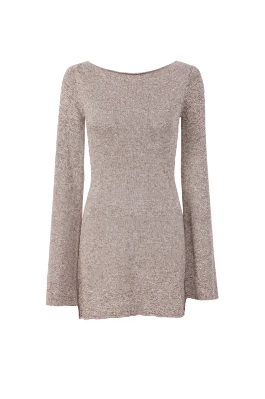 Audette Mini Dress - Hazelnut Sequin made by Asta Resort