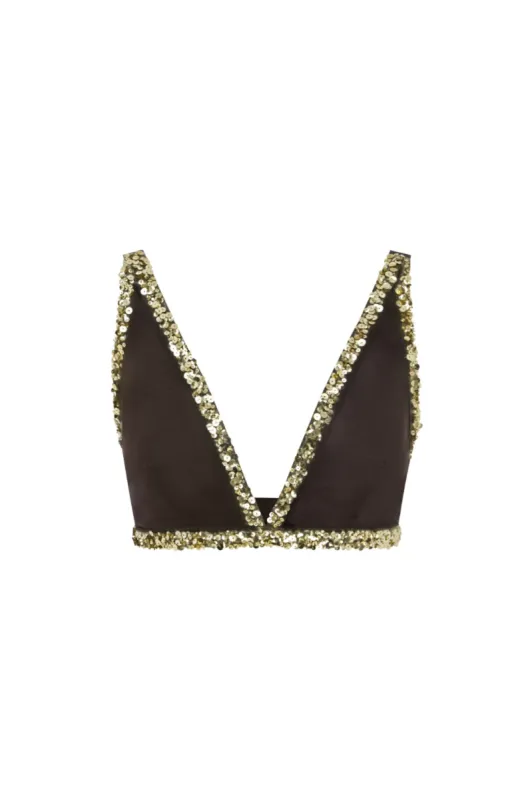 Celine Hand Beaded Bralette - Cocoa sold by Asta Resort