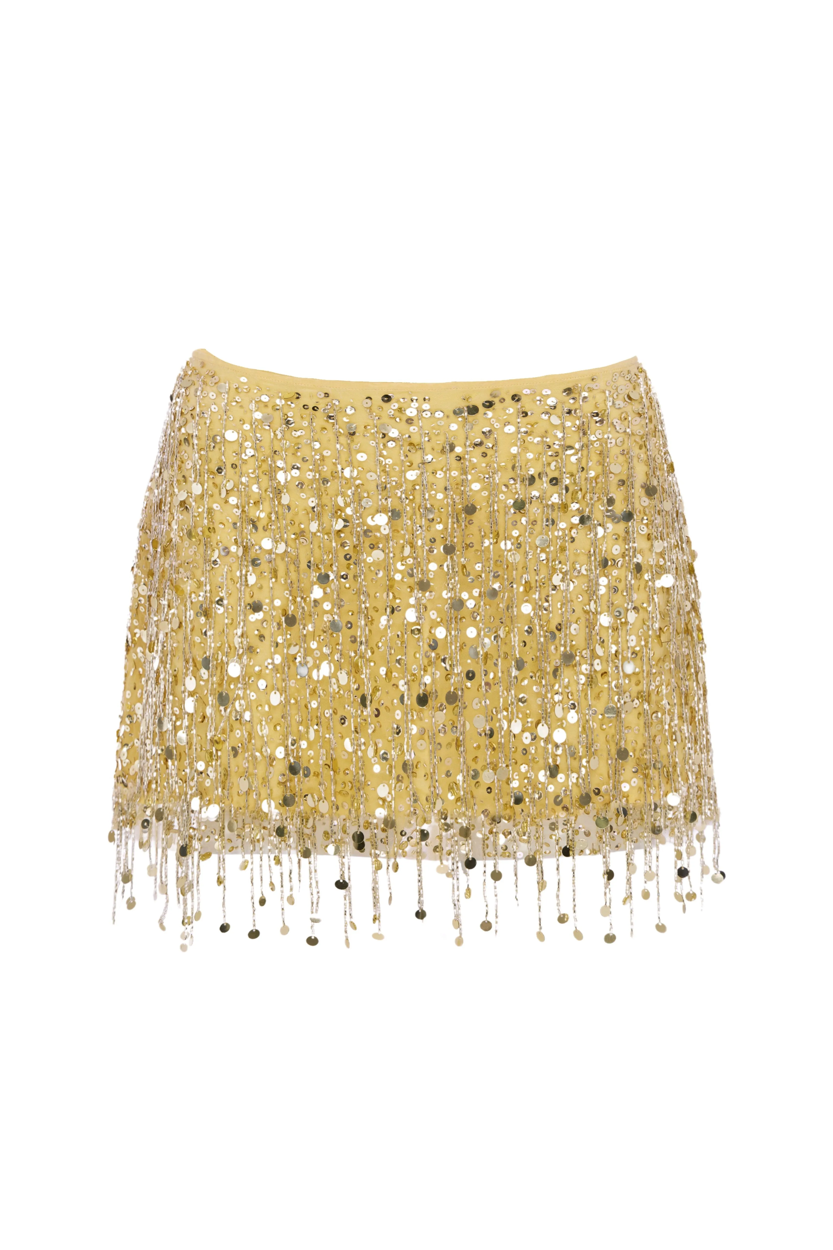 Yasmin Hand Beaded Mini Skirt - Gold sold by Asta Resort