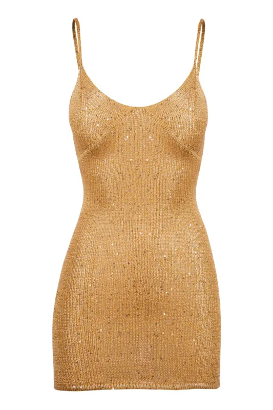 Delilah Mini Dress - Sepia Sequin sold by Asta Resort