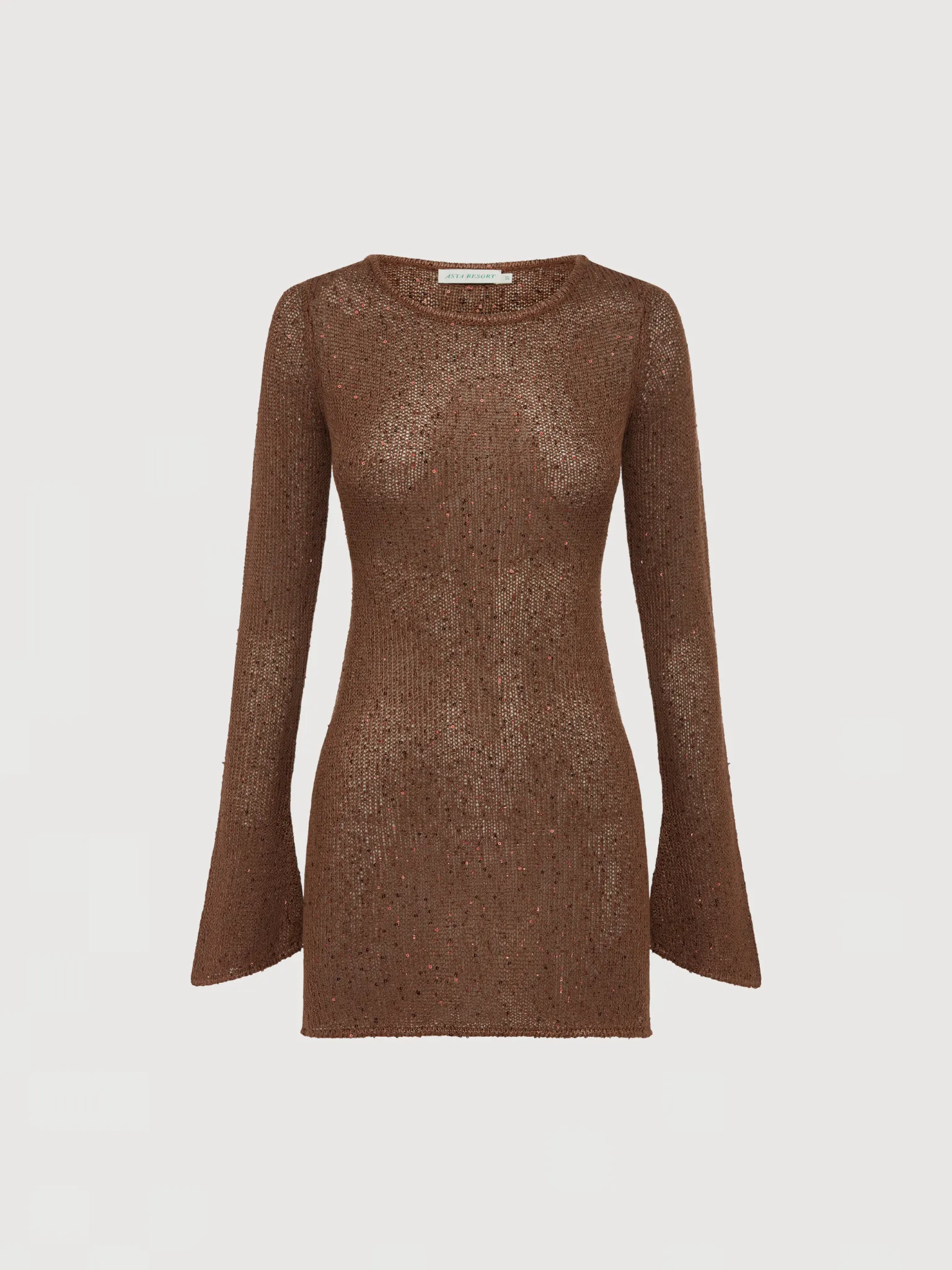 Maya Longsleeve Mini Dress - Chocolate Sequin sold by Asta Resort