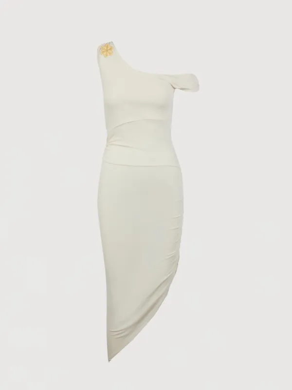 Louisa Brooch Dress - Creme sold by Asta Resort