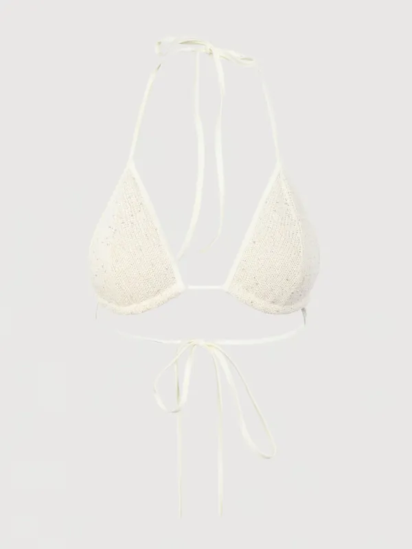 Lio Bikini Top - Ivory Sequin sold by Asta Resort