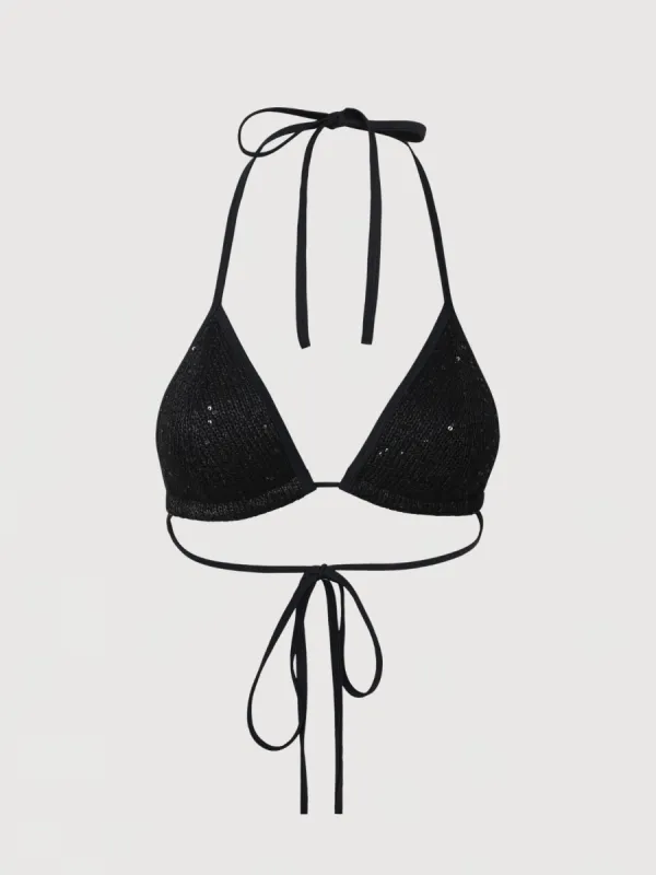 Lio Bikini Top - Black Sequin sold by Asta Resort