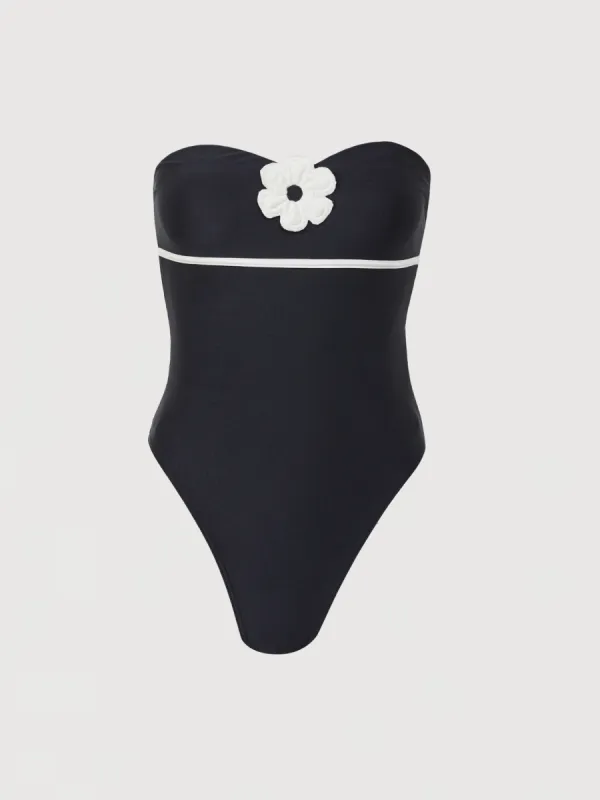Laure Strapless Swimsuit - Black made by Asta Resort