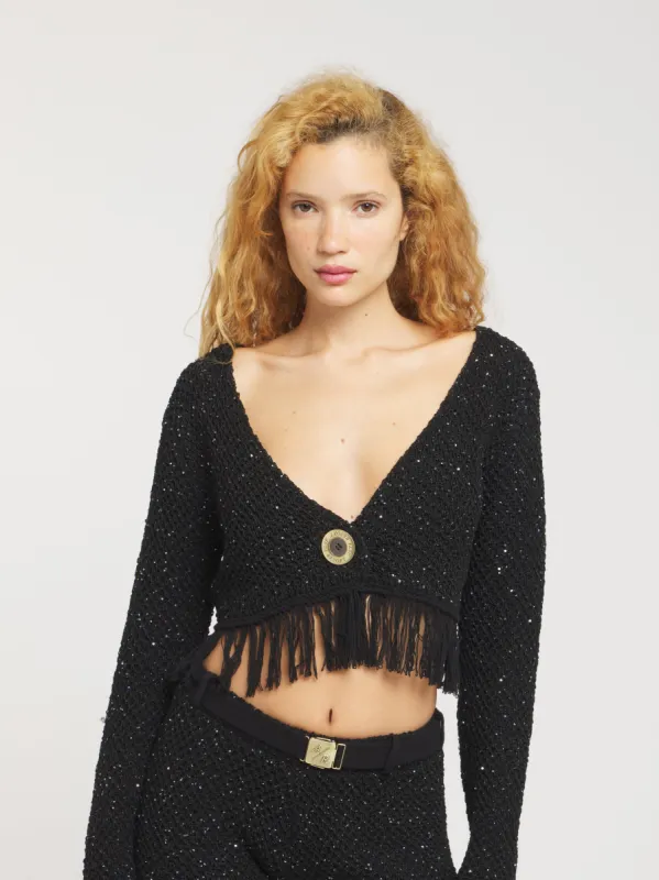 Grace Sequined Cardigan - Black sold by Asta Resort
