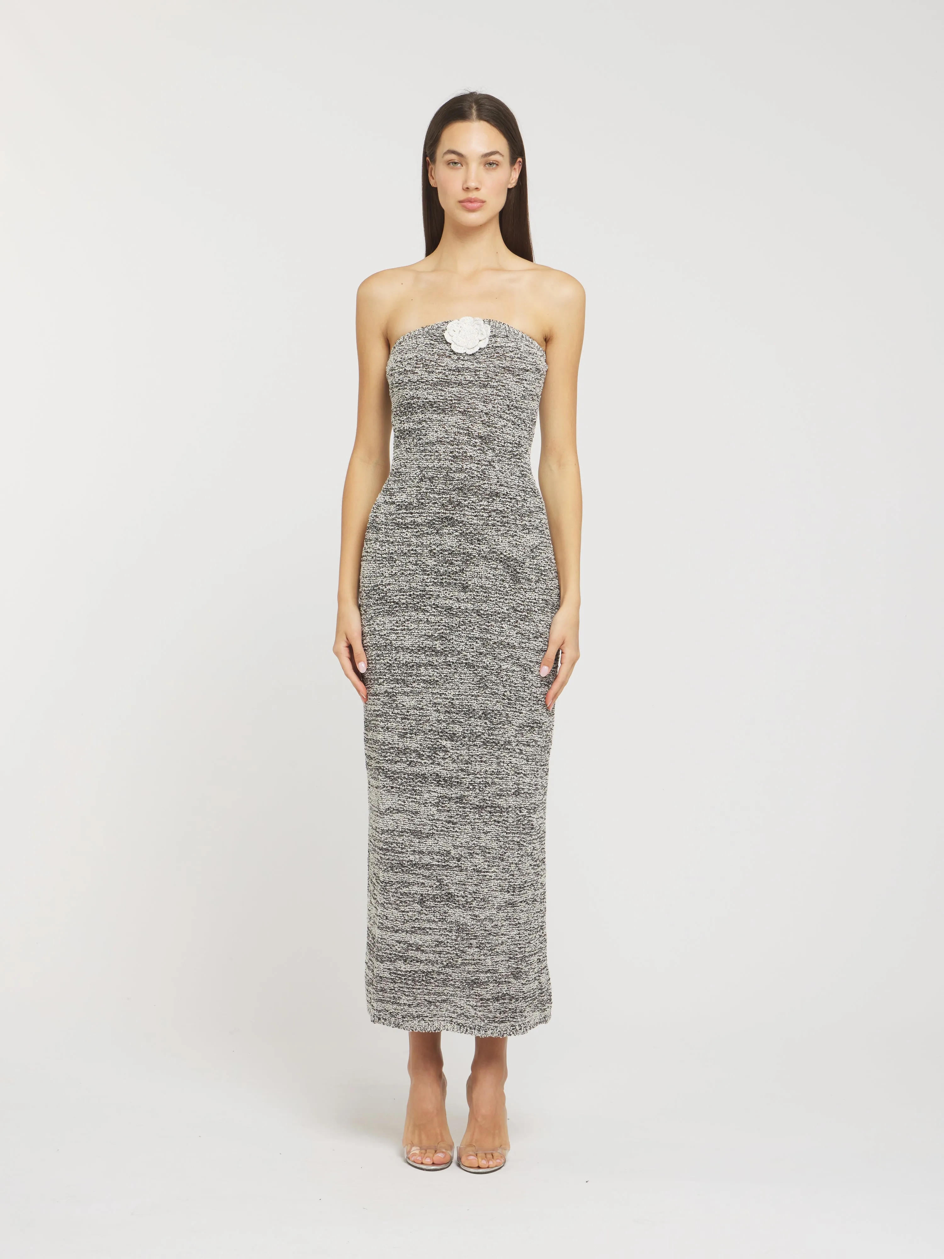 Chiara Strapless Dress - Black Melange sold by Asta Resort