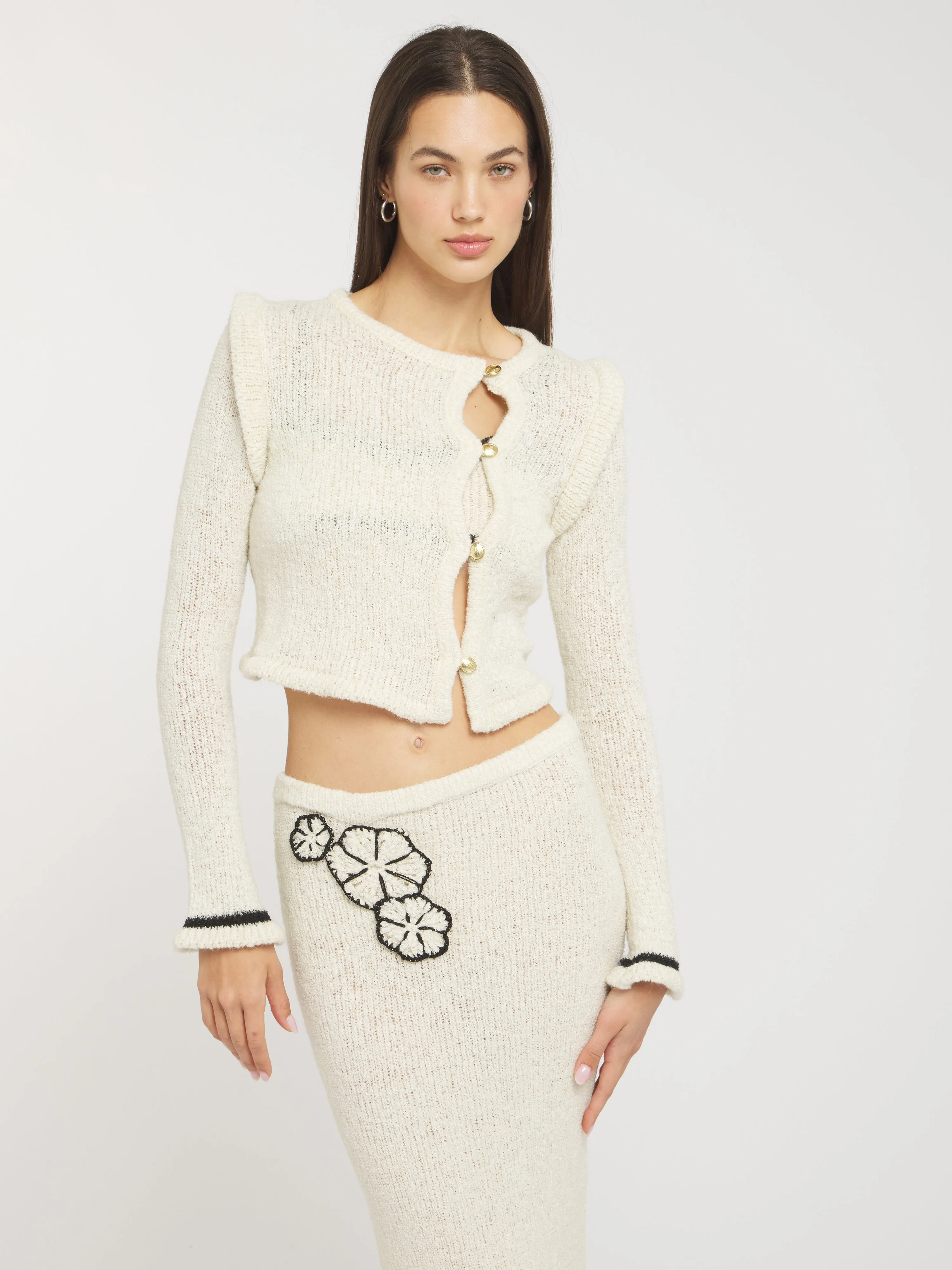 Camilla Cardigan in Merino Alpaca - Ivory sold by Asta Resort product image thumbnail 3