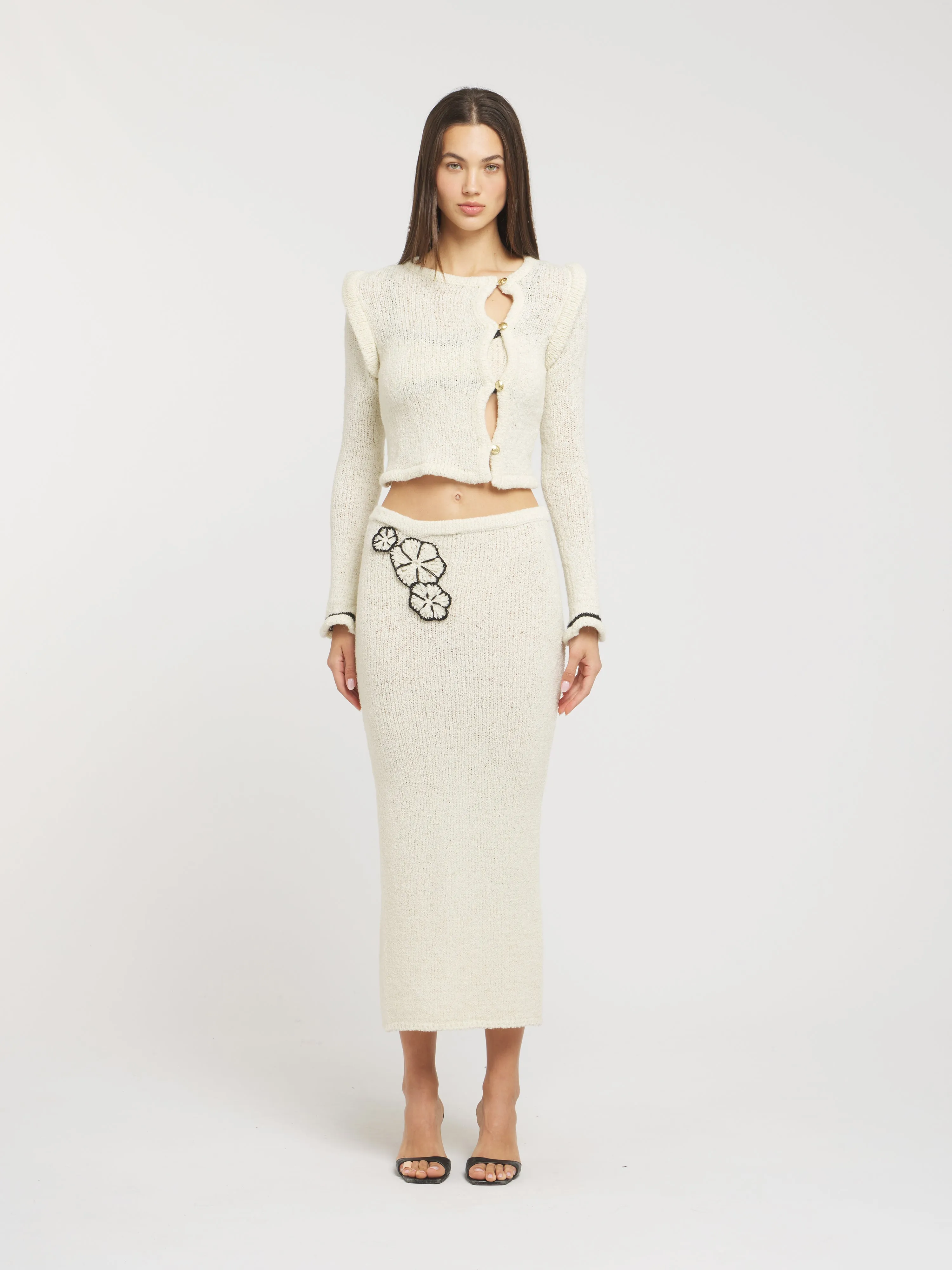 Camilla Cardigan in Merino Alpaca - Ivory sold by Asta Resort