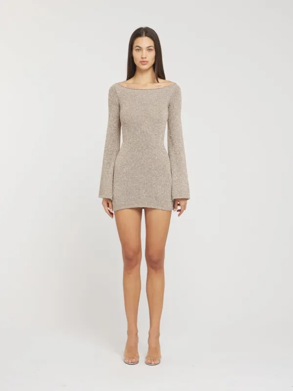 Audette Dress - Hazelnut Sequin made by Asta Resort